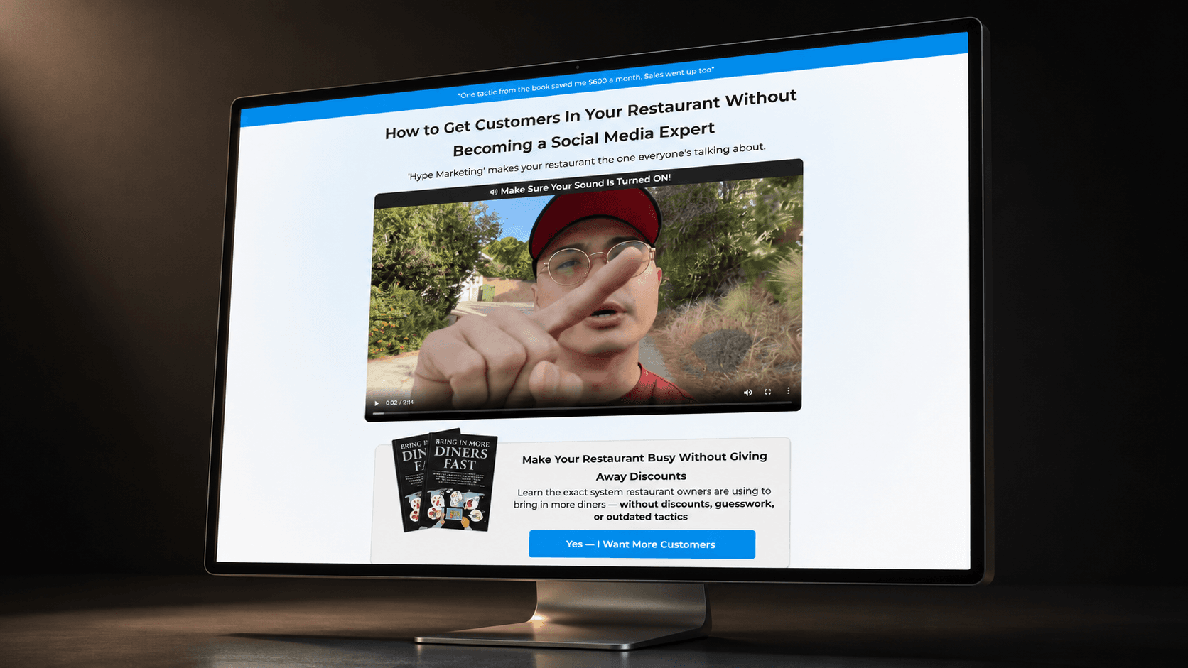 Restaurant marketing lead generation funnel preview